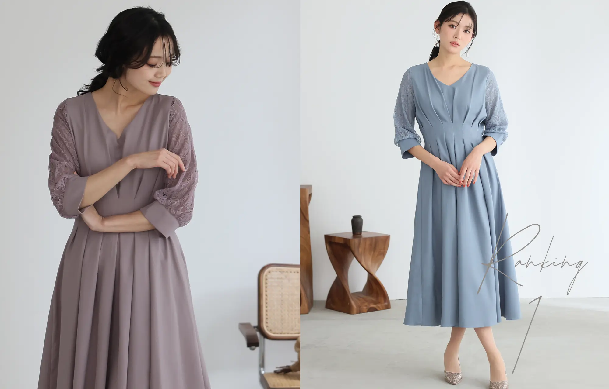 PourVous｜2wayジレ付きワンピース結婚式パーティードレス